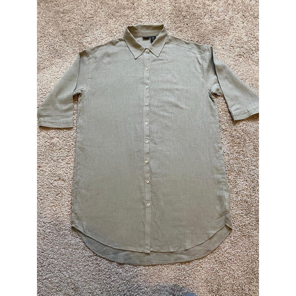 Tahari Shirt Dress Linen Women Medium Lagen Look Layering Viscose SKU5